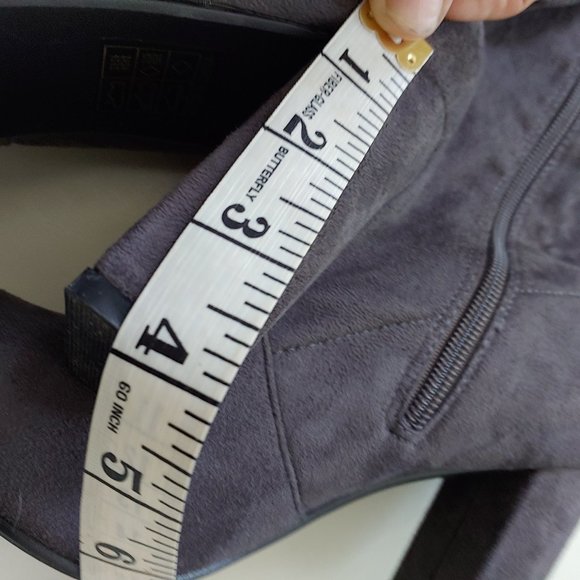 Over The Knee Faux Suede Block Heel Boots String Detail - Picture 9 of 10